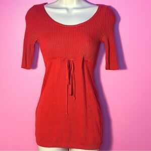Suzy Shier Drawstring Top - Adjustable Front Detail - Red - Size Small